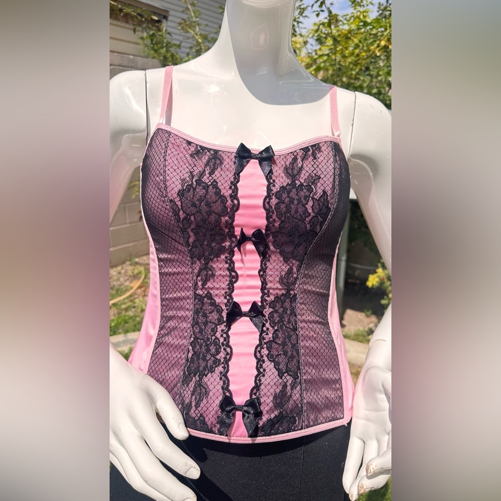 Victoria's Secret Pink and Black Lace Chemise